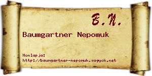 Baumgartner Nepomuk névjegykártya